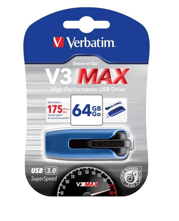 VERBATIM PEN DRIVE 64 GB V3 MAX STORE'N'GO USB3.0 (49807) BLU