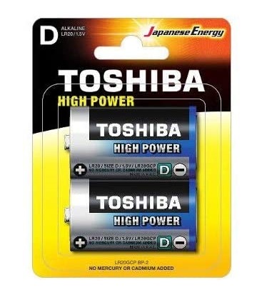 TOSHIBA BATTERIE ALCALINE TORCIA D LR20 1.5V 2PZ (LR20GCNN-BP2-10)