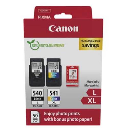CANON CARTUCCIA ORIGINALE MULTIPACK PG-540L + CL-541XL + 50 FOGLI 10X15 (5224B012)