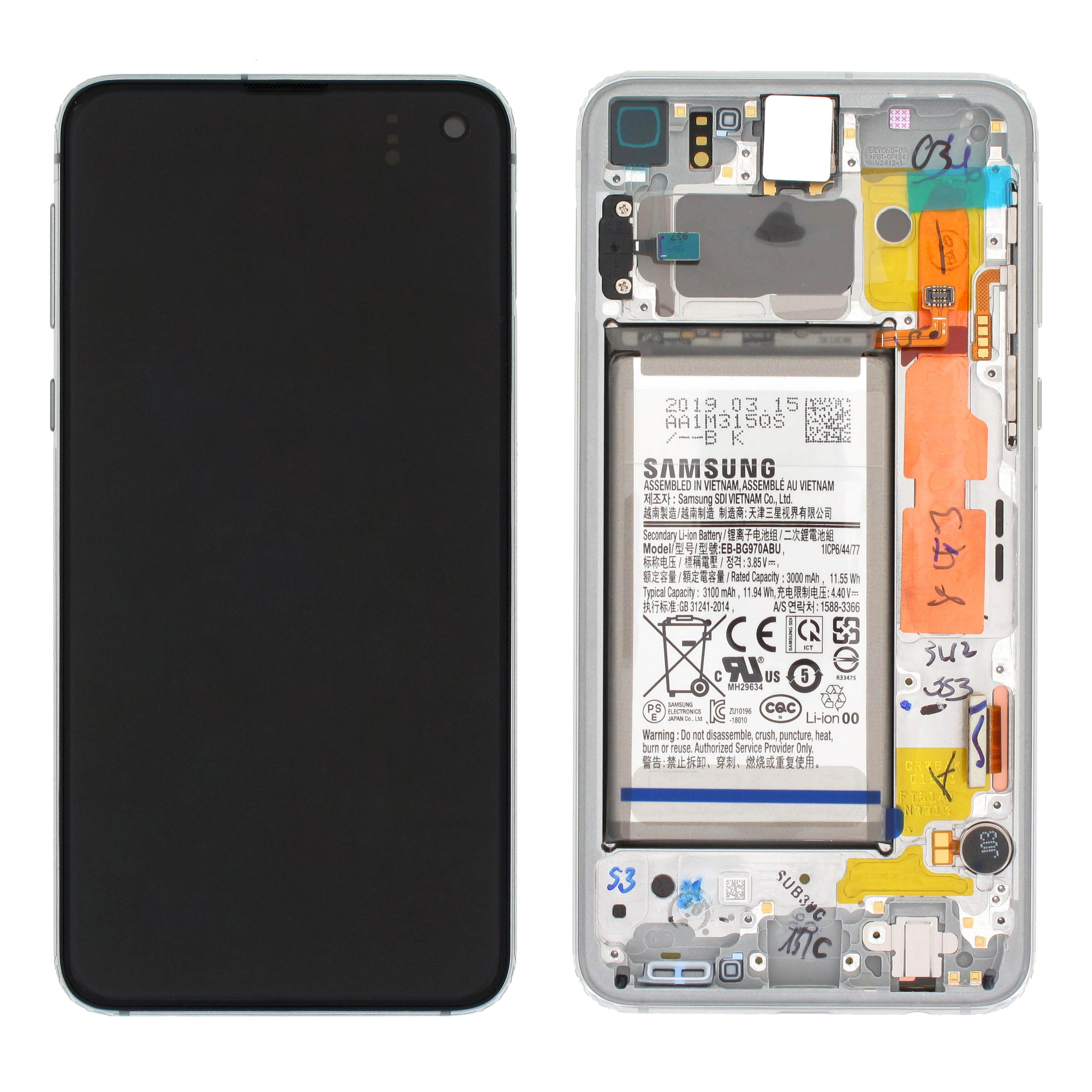 SAMSUNG DISPLAY G970 S10E 2019 PRISM WHITE WITH BATTERY