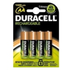 DURACELL BATTERIE RICARICABILI STILO AA 1300MAH CONF. 4PZ